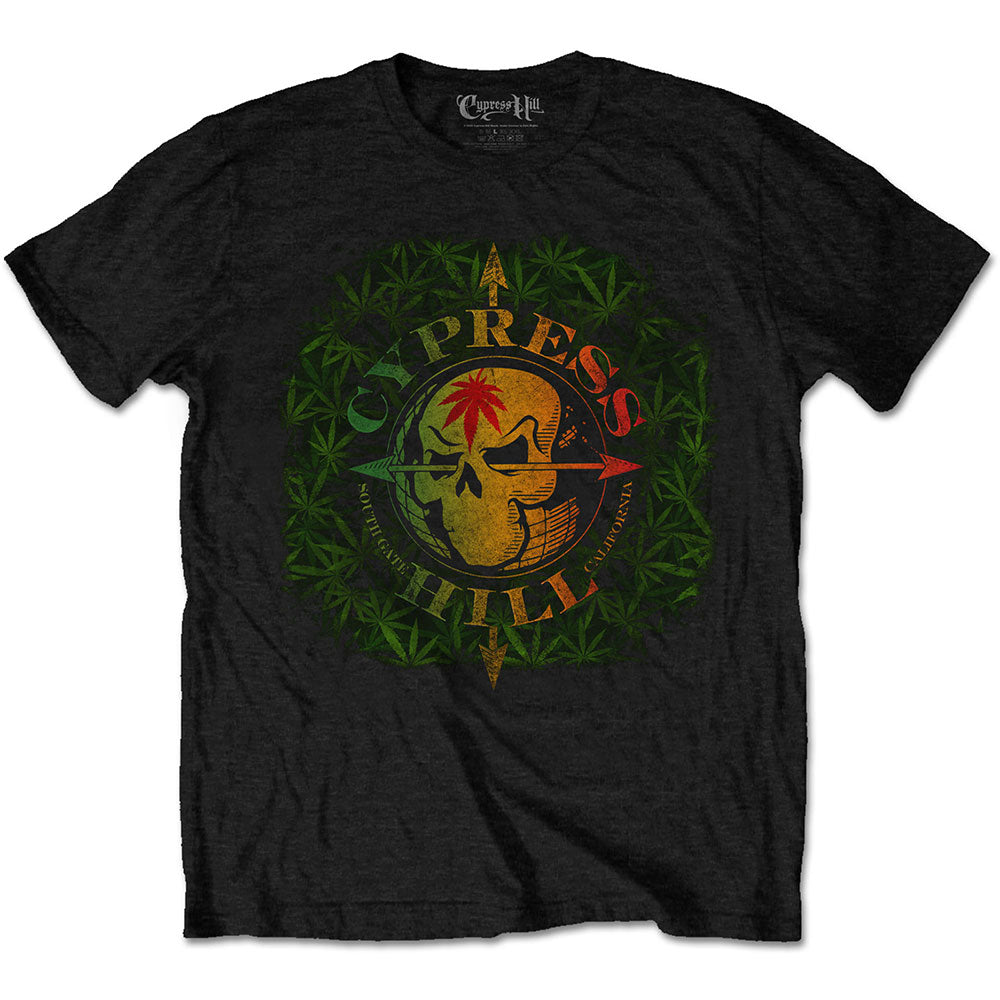 Image of Cypress Hill T-Shirt -South Gate Logo and Leaves Rock Off